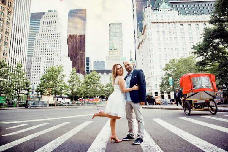Low testosterone and ED: couple walking near the Plaza Hotel
